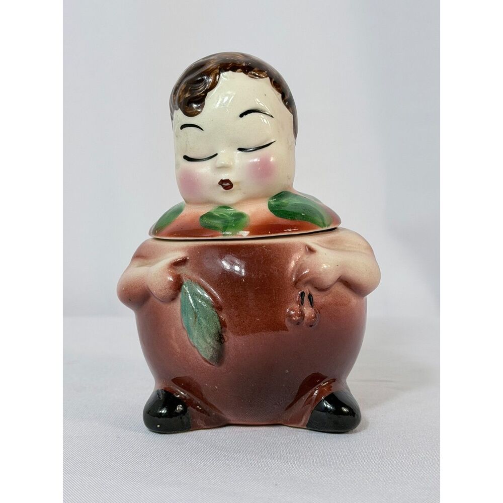 VTG Pee Dee Fruit Orchard Kid Charlie Cherry Jelly Jar 2 PC Boy Anthropomorphic